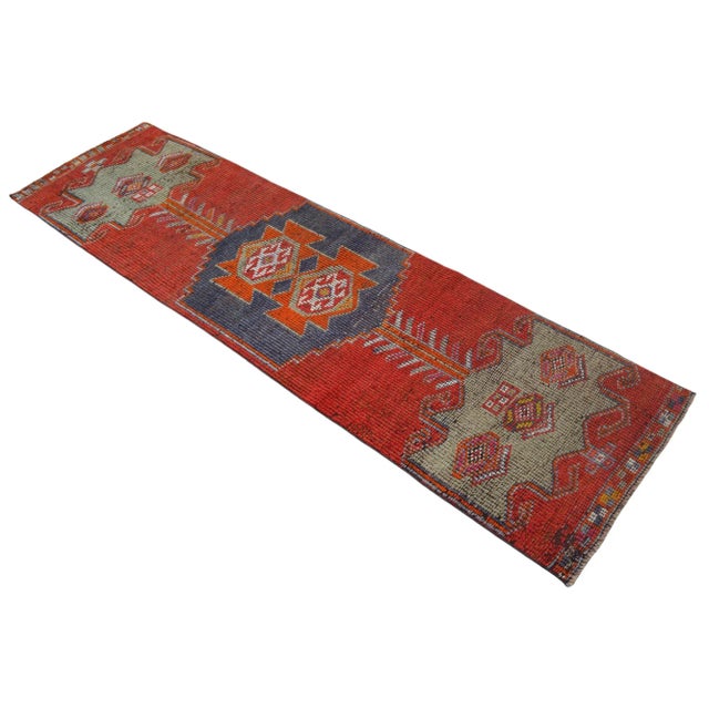 1960s 1960s Vintage Hand-Knotted Tribal Runner - 2′9″ × 9′9″ For Sale - Image 5 of 10