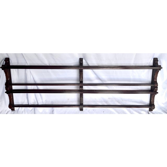 Brown Antique French Two Tier Wood Plate Rack For Sale - Image 8 of 18