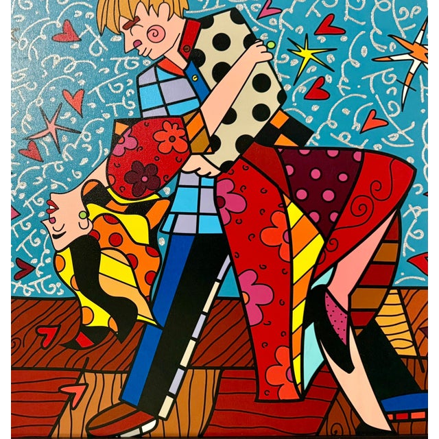 Romero Britto, Large Romero Britto Mixed Media Diamond Dust Giclee Pop Art Cubism Hollywood, 2022 For Sale - Image 11 of 14