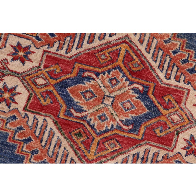 Tribal Super Kazak Blue/Beige Wool Rug - 8'3'' X 10'0'' For Sale In New York - Image 6 of 10