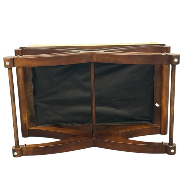 Vintage X-Form Upholstered Ottomans With Nailhead Trim, Pair For Sale - Image 10 of 14