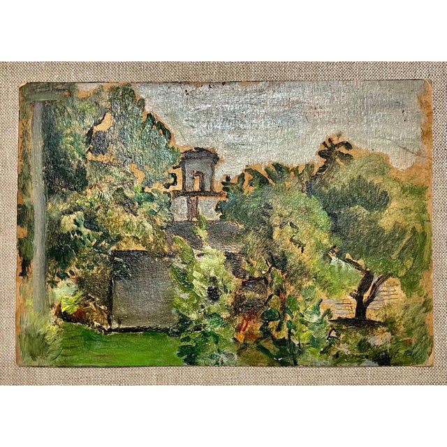 Simka Simkhovitch, Simka Simkhovitch WPA Artist Oil Painting American Modernist Landscape w Tower, c.1930's For Sale - Image 4 of 5