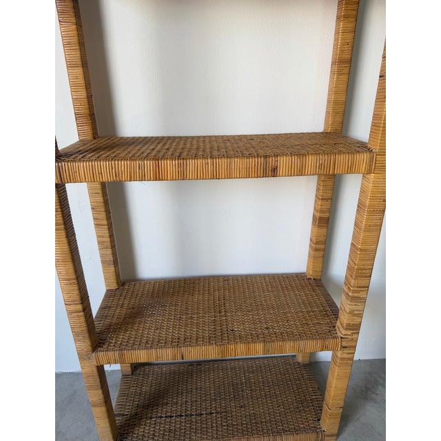 Brown Vintage Coastal Boho Rattan-Wrapped Five-Tier Étagère For Sale - Image 8 of 14
