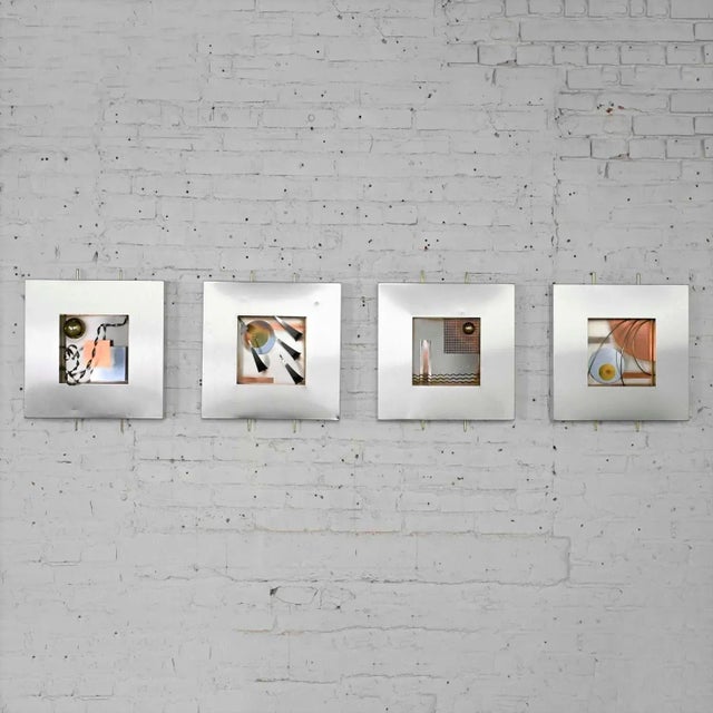 Modern Geometric Mixed Metal Dimensional Wall Sculptures by C Jere Series of 4 For Sale - Image 12 of 13