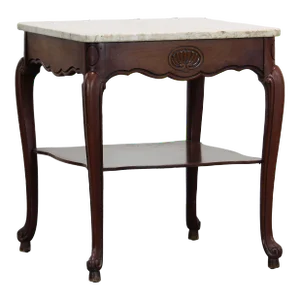 Vintage Queen Ann Style Side Table With Stone Top
