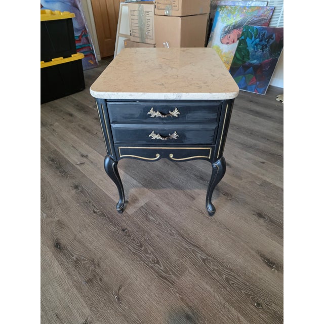 French Stone Top End Table or Nightstand For Sale - Image 4 of 10
