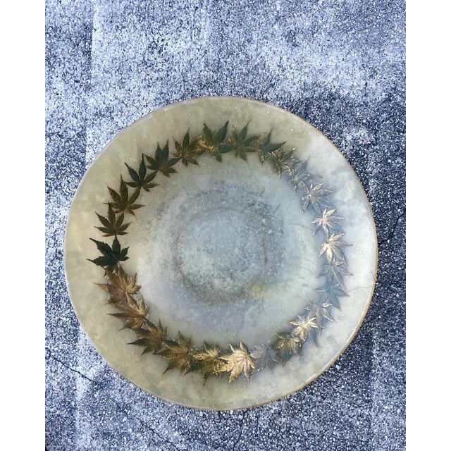 Plastic Vintage Boho Leaf Ring Resin Bowl For Sale - Image 7 of 12