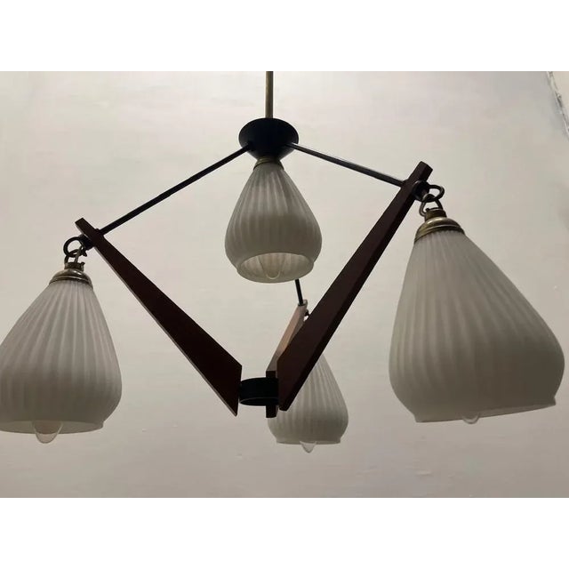 Black Vintage Opaline Glass Chandelier, 1950s For Sale - Image 8 of 10