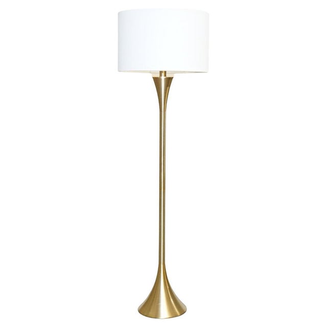 Gold Floor Lamp with White Shade For Sale - Image 9 of 9