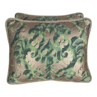 Pair of Petite Fortuny Venetian Textile Pillows For Sale