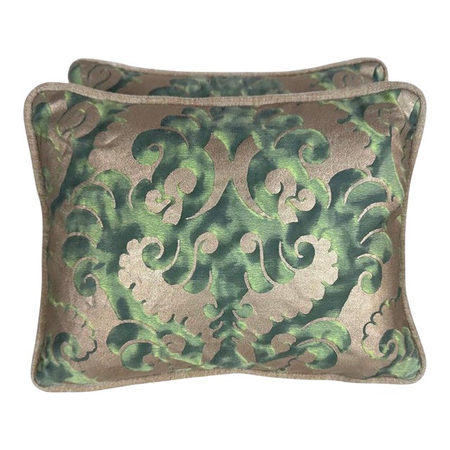 Pair of Petite Fortuny Venetian Textile Pillows For Sale