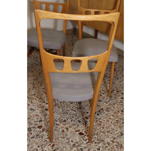 Mid-Century Modern Maple and Leather Chairs by Vittorio Dassi, 1950s, Set of 6 For Sale - Image 6 of 10