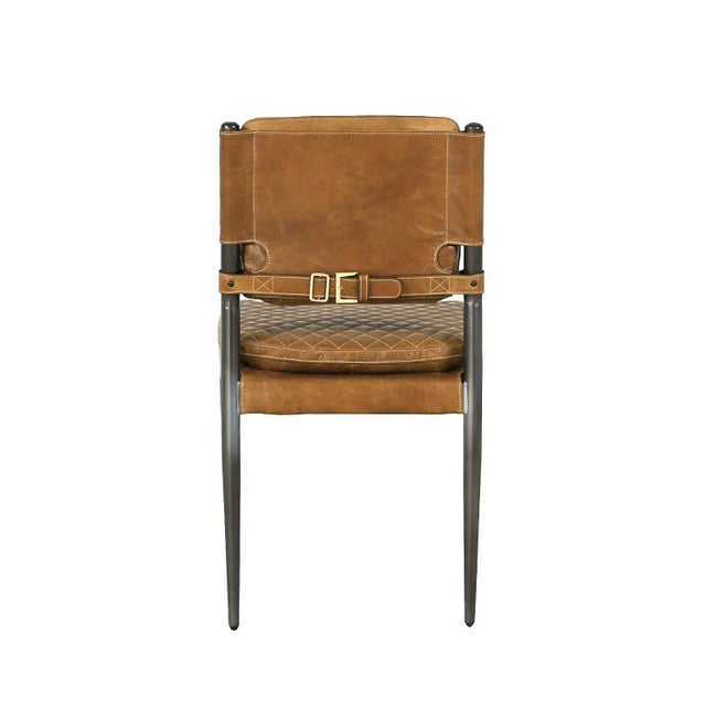 Pasargad Home Capri Top Grain Leather Dining Chair For Sale - Image 4 of 9