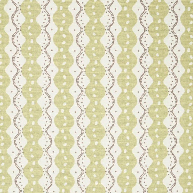 Schumacher SAMPLE - Schumacher x Neisha Crosland Centipede Stripe Fabric In Pea For Sale - Image 4 of 4