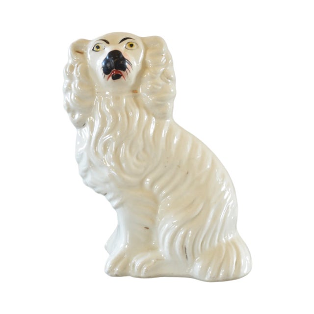 Susannah Carson Barnabas the White Staffordshire Dog and His Portrait by Susannah Carson For Sale - Image 4 of 12