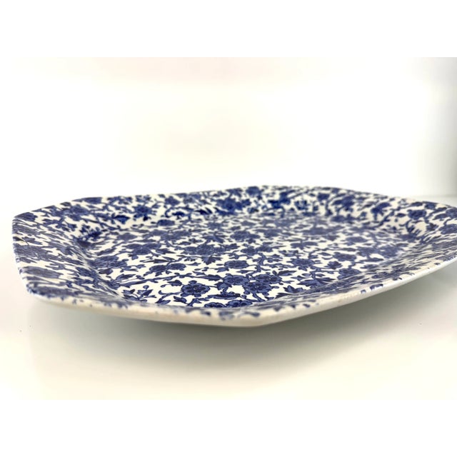 Vintage Burleigh "Arden" Blue Floral Ironstone Octagonal Serving Platter For Sale In Little Rock - Image 6 of 11