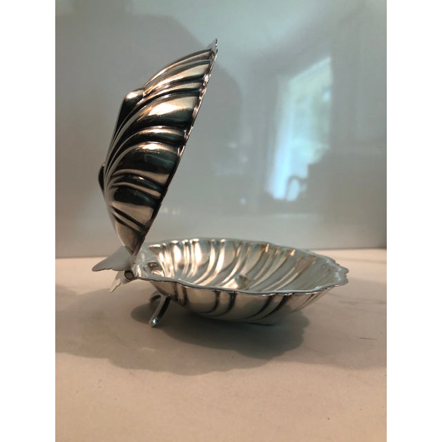Silver 1940s England Fan Clam Shell Lidded Bowl For Sale - Image 8 of 9