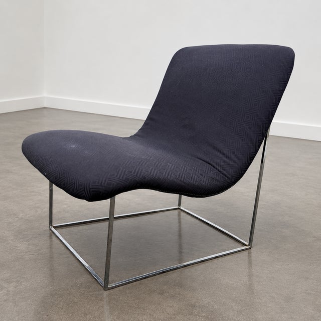 Milo Baughman 1970s Milo Baughman Style Mid-Century Modern Chrome Scoop Lounge Chair For Sale - Image 4 of 11