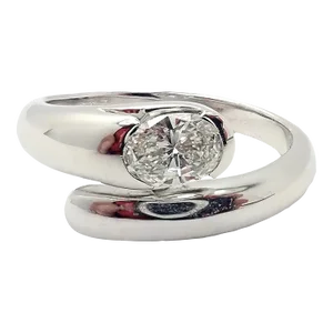 Bulgari 18k White Gold Diamond Bypass Band Ring, size 6.25
