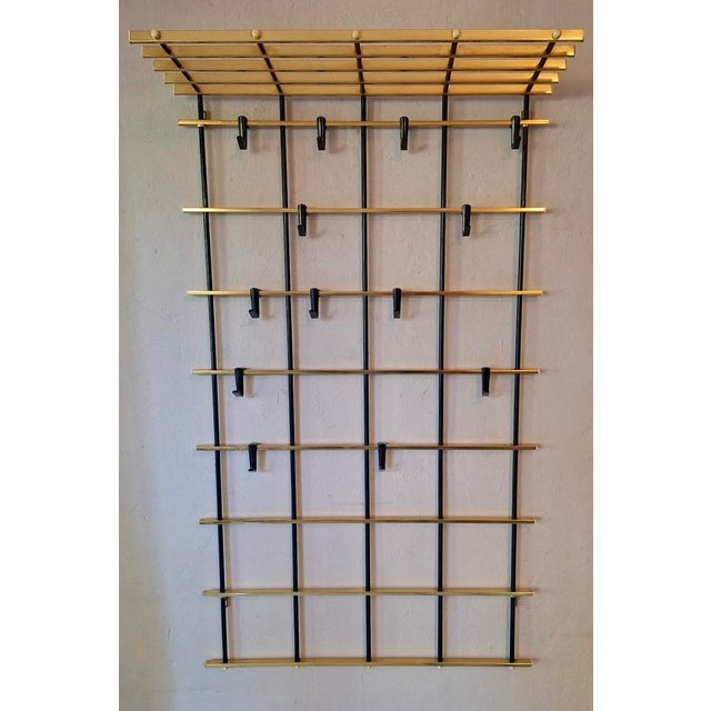 Wall-Mounted Brass and Metal Coat and Hat Rack, 1960s For Sale - Image 13 of 13