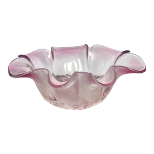 Vintage Mikasa Rosella Bowl • Frosted Pink Glass Centerpiece Bowl