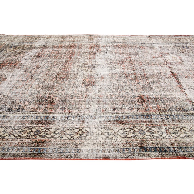 1960s Vintage Persian Red Handmade All Over Wool Rug For Sale - Image 5 of 8