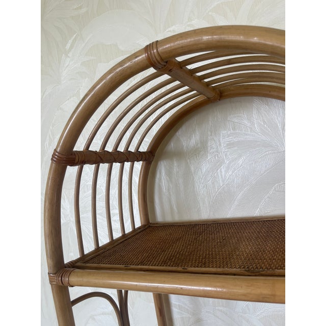 Wood 1960s Italian Bamboo Rattan Bohemian French Riviera Étagère Bookshelf For Sale - Image 7 of 9