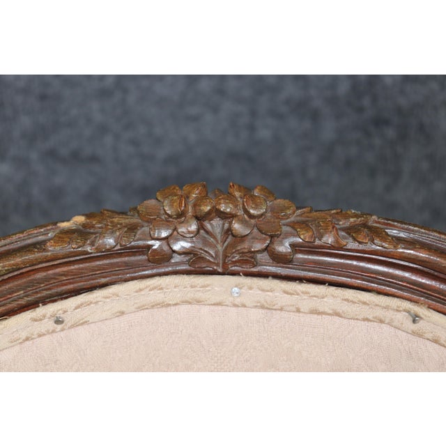 1940's Pair French Louis XV Style Carved Armchairs For Sale - Image 9 of 13