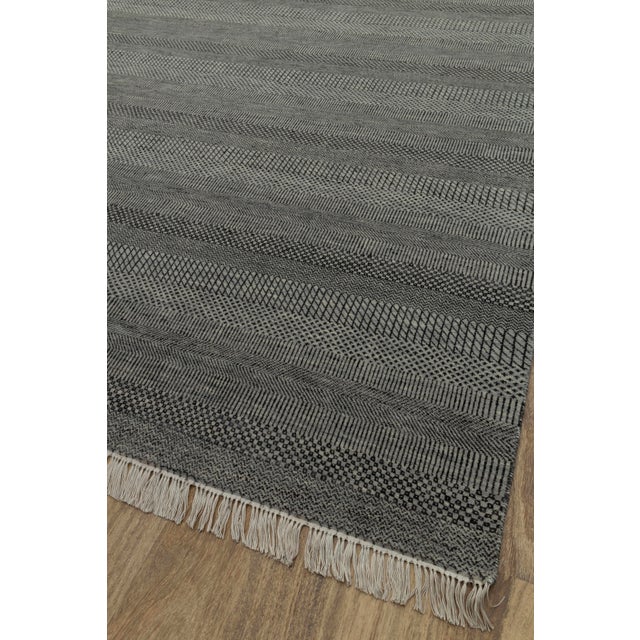 8' x 10' Savannah Hand Knotted Modern Grey and Black Wool & Silk Rug For Sale - Image 6 of 18