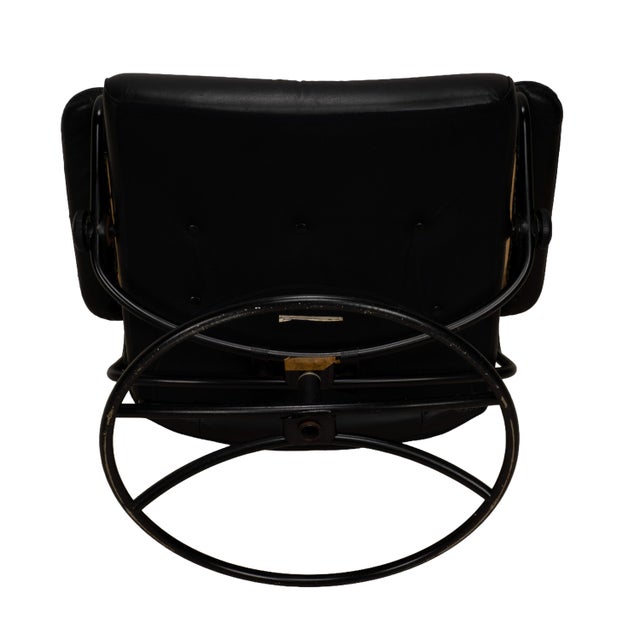 1980s Vintage Ekornes Stressless Black Leather Recliner & Ottoman Made in Norway For Sale - Image 15 of 16