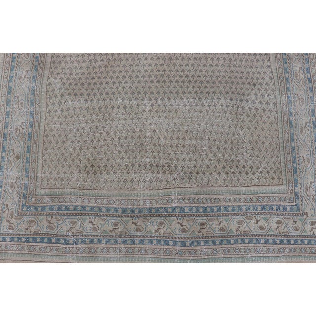 Mid 20th Century Minimalist Design Vintage Persian Tabriz Rug With All-Over Small Scale Design 6'6 X 10'7 For Sale - Image 5 of 12