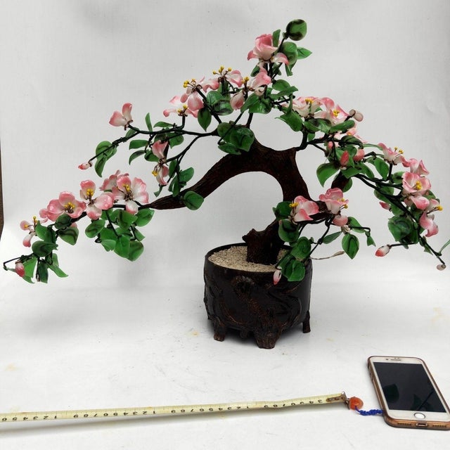 This is an impressive large vintage lampwork glass bonsai tree, attributed to the "export creation" period of the...