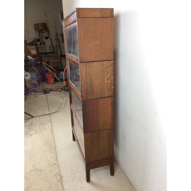 Antique Oak Four Stack Barrister Bookcase With Original Brass Hardware For Sale - Image 12 of 18