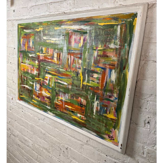 Mid-Century Modern Signed Mid-Century Modern Inspired Abstract Painting For Sale - Image 3 of 9