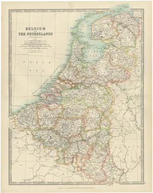 Antique Map of Belgium and the Netherlands with Delicate Pastel Coloration, 1903