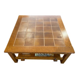 Stickley Mission Oak Collection Tile Top Coffee Table For Sale