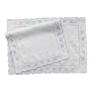 Madeira White Linen Placements, a Pair