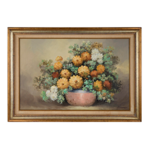 Still Life With White and Yellow Floral Arrangement Original Oil by Didi Fernandez