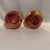 Contemporary Vintage Italian Cristallerie Ruby Glass Candle Holders Gold Leaf, Italy- Set of 2 For Sale - Image 3 of 3