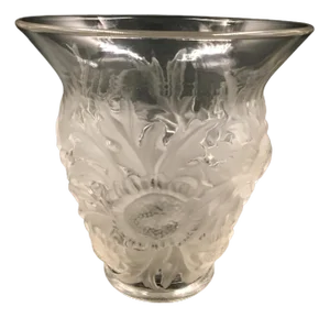 Art Deco Frosted Glass Vase with Thistle Motif from Verlys, France, 1930s
