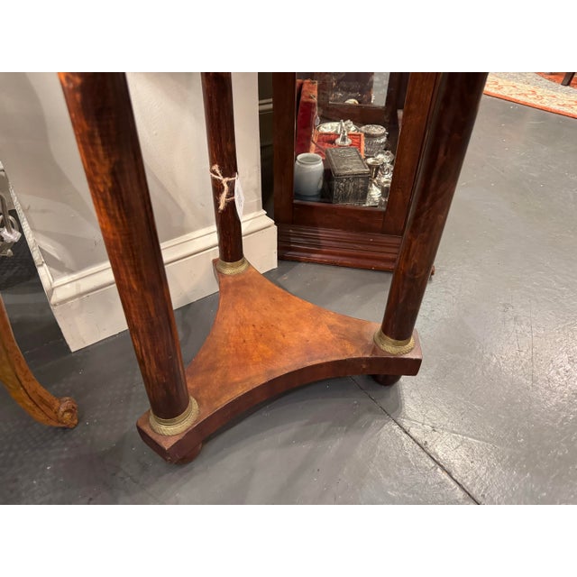 French 19th Century Antique Walnut French Marble Top Round Side Table For Sale - Image 3 of 6