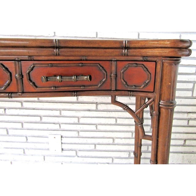 2000 - 2009 Theodore Alexander Mahogany Edwardian Bamboo Console Table Indochine 5300-138 For Sale - Image 5 of 12