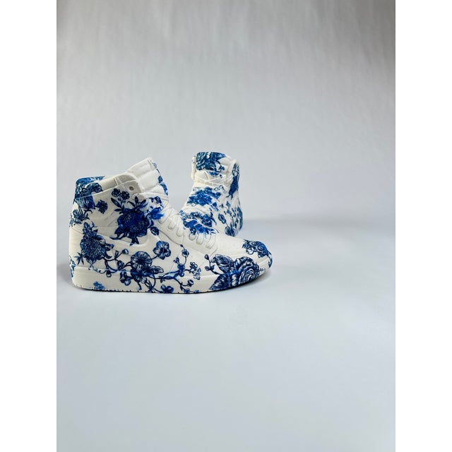 Toile Pair of Jordan 1 Porcelain Sneakers Sculpture by Brock DeBoer For Sale In Palm Springs - Image 6 of 6