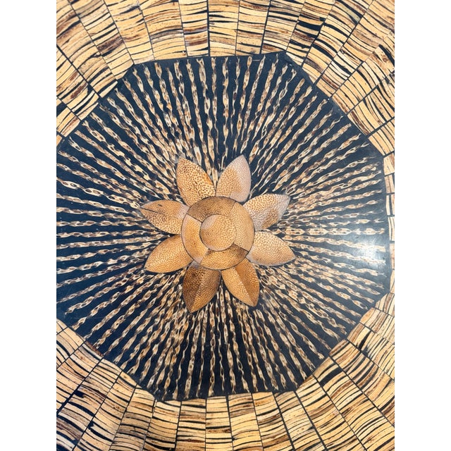 Large 20.5" Vintage Octagonal Basket-Illusion Inlay Platter & Wall Art For Sale - Image 4 of 10