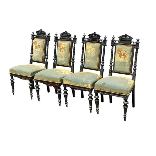 Gothic Antique Victorian Gothic / Renaissance Revival Chairs - Set of 4 For Sale - Image 3 of 12