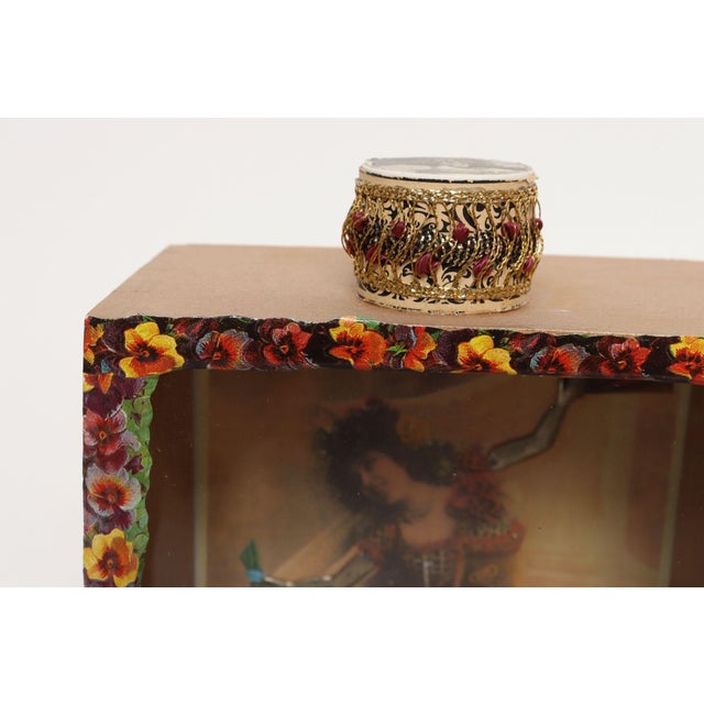 Vintage Folk Art Decoupage Found Object Shadow Box With Belle Epoch Performer For Sale - Image 13 of 15