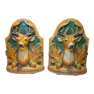 Vintage Deer Head Bookends For Sale
