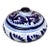 Vintage Mexican Talavera Blue & White Lidded Bowl - 5.5” For Sale