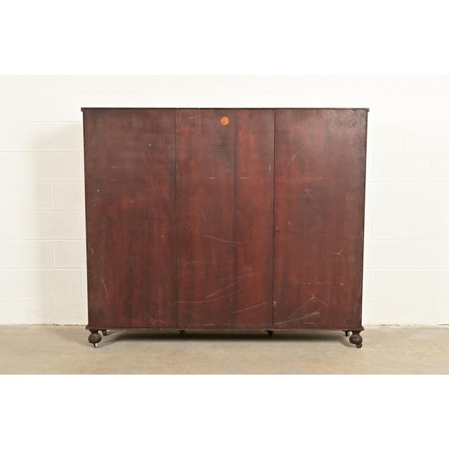 Berkey & Gay Antique Victorian Carved Mahogany Triple Bookcase or Display Cabinet, Circa 1890s For Sale - Image 9 of 11