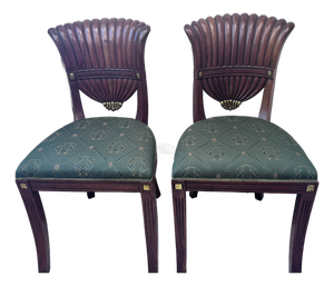 Late 20th Century Maitland Smith Attributed Fan Back Dining Chairs - A Pair